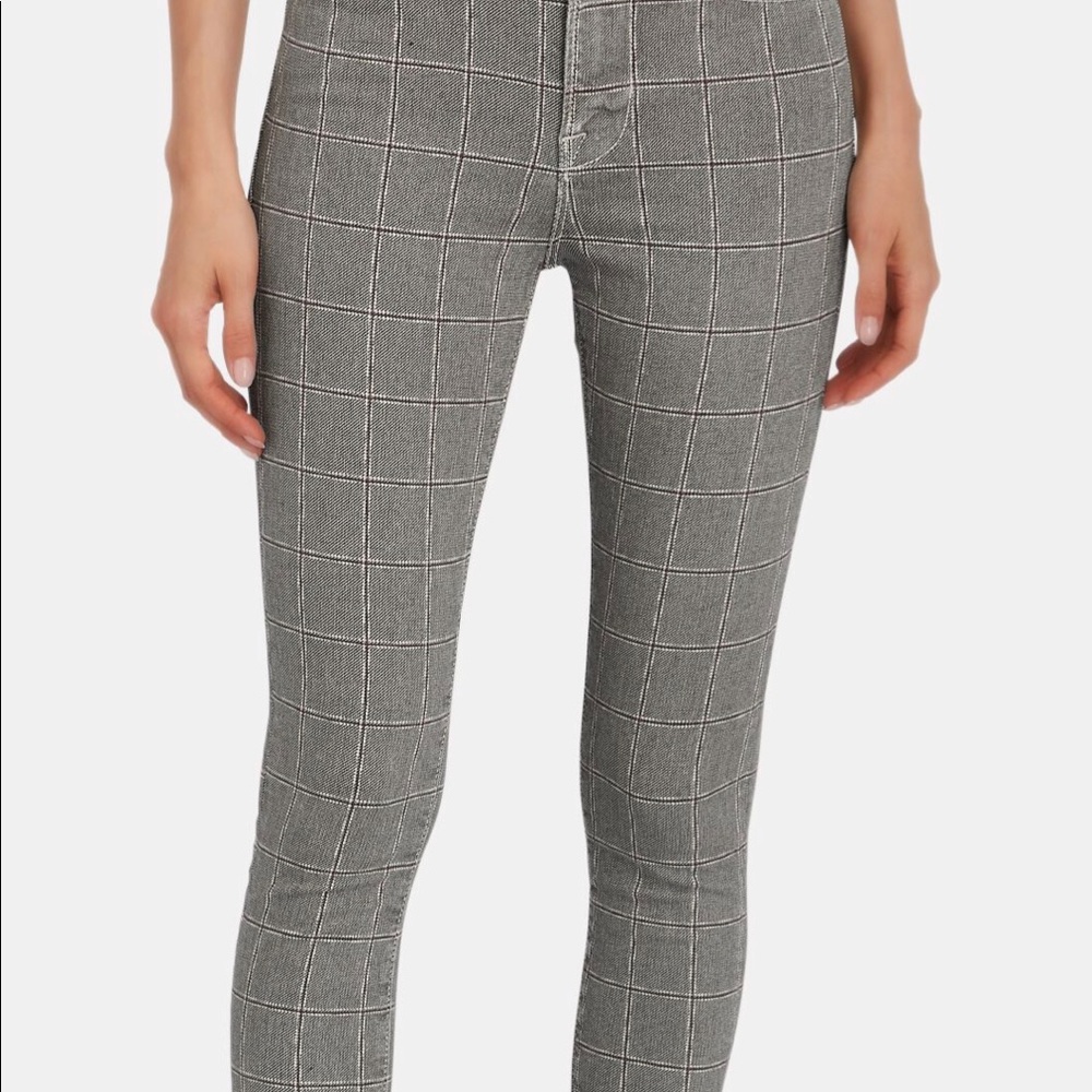 Frame Le High Skinny Grey Plaid